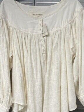 NWT We The Free Ivory Button-Front Peasant Tunic SIZE M